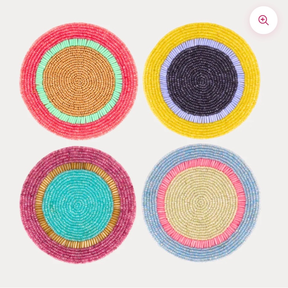 BuDhaGirl Gumdrop Colorful Beaded Coasters Set of 4